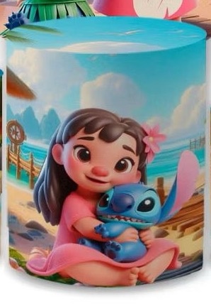 Capa Cilindro G - Stitch E Lilo - karoline pedroso festas
