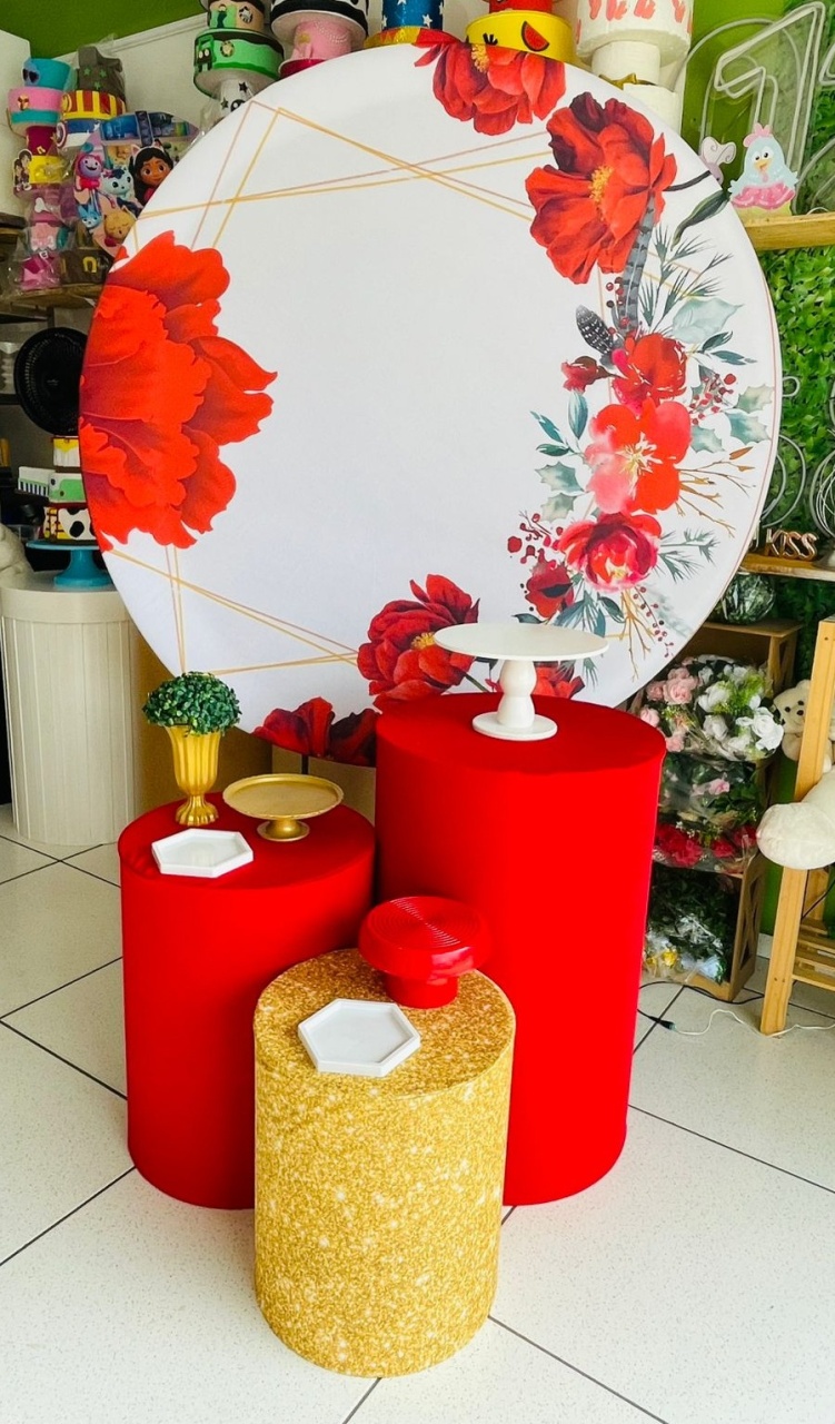 Kit Prata - Floral Vermelho  - karoline pedroso festas
