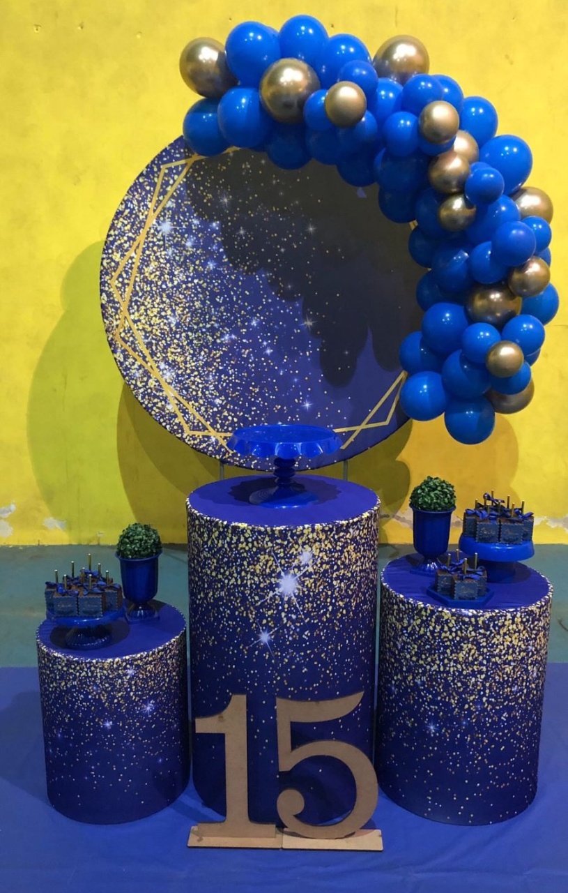 Decoração Azul Com Dourado - karoline pedroso festas