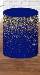 Capa Cilindro M - Azul Com Glitter Dourado  - karoline pedroso festas