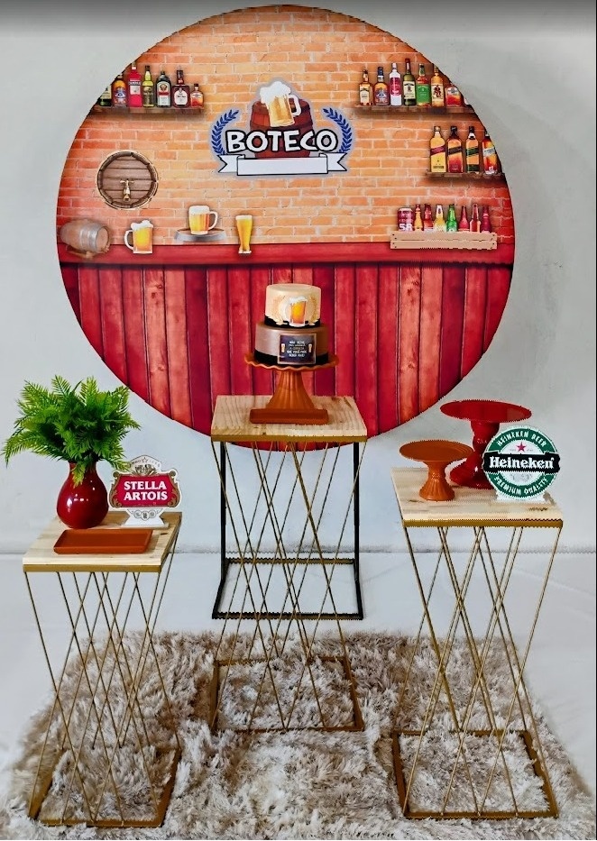 Kit Boteco Mesa Ferro Quadrada - MM Pegue e Monte e locação 