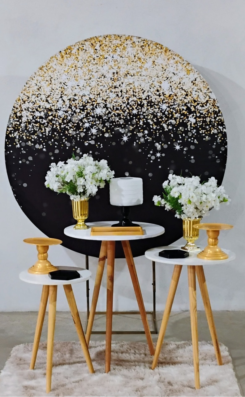 Kit Pé Palito Preto Glitter Dourado - MM Pegue e Monte e locação 