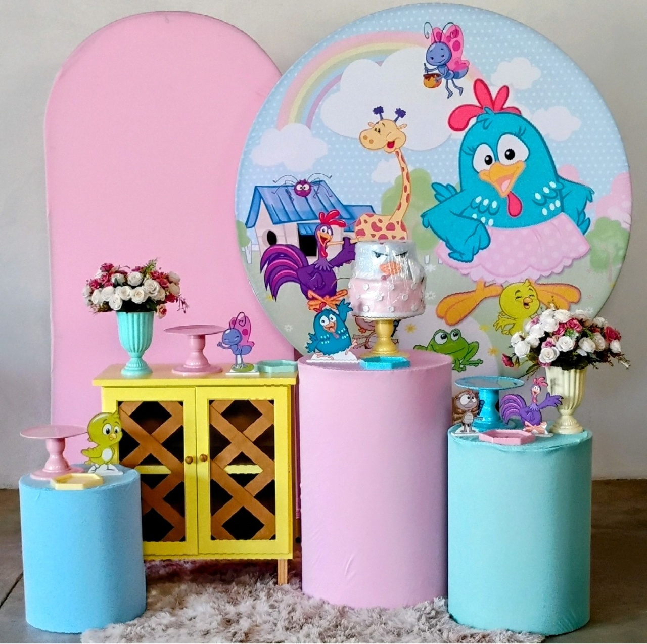 Kit Diamante Galinha Pintadinha Rosa - MM Pegue e Monte e locação 