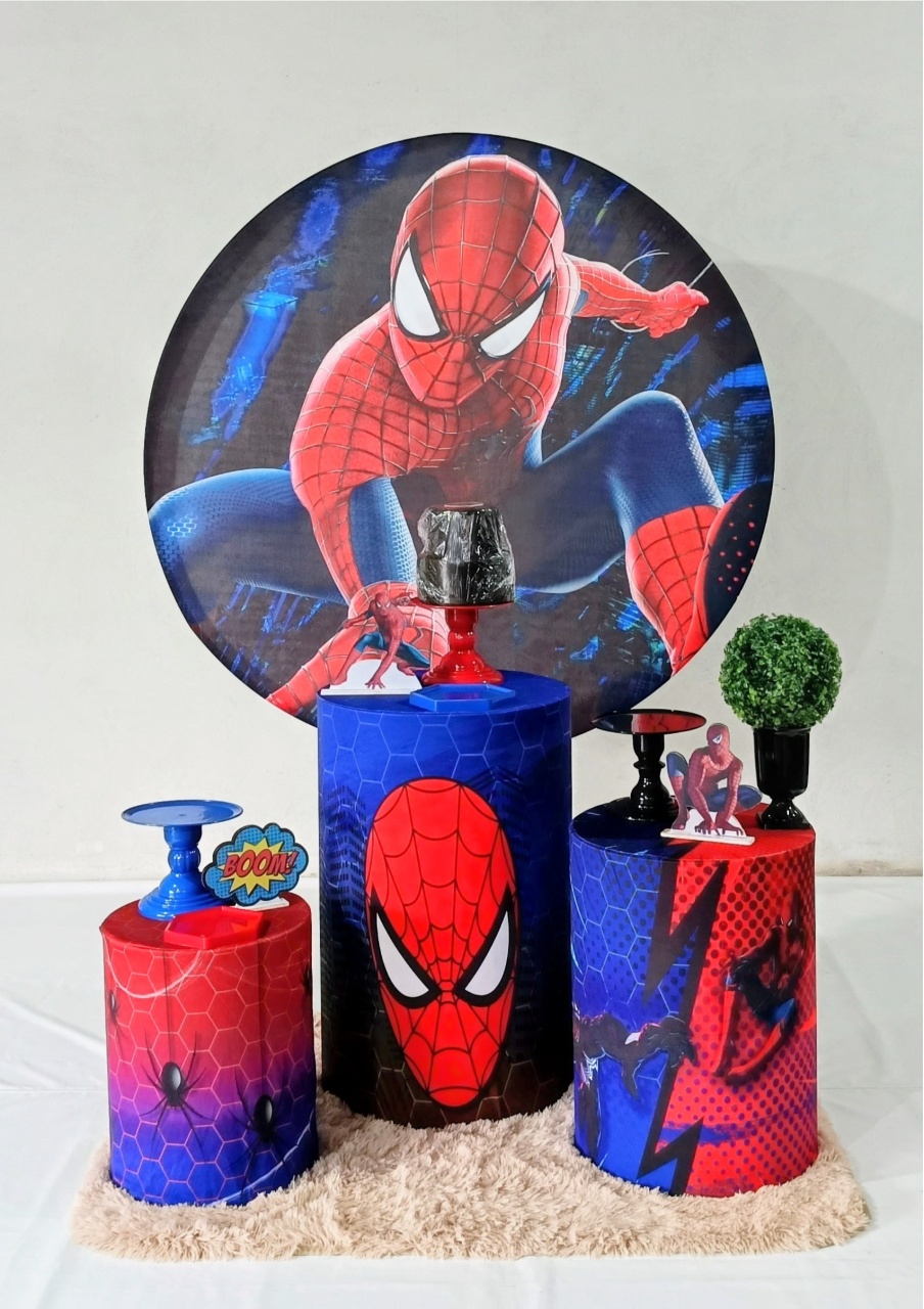 Kit Prata Homem Aranha Cilindro Sublimado Novo - MM Pegue e Monte e locação 