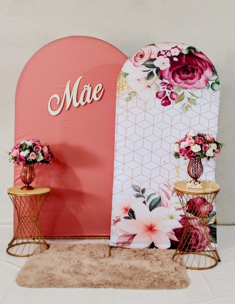 Cenário Dia das Mães Floral Marsala Com Rosé - MM Pegue e Monte e locação 