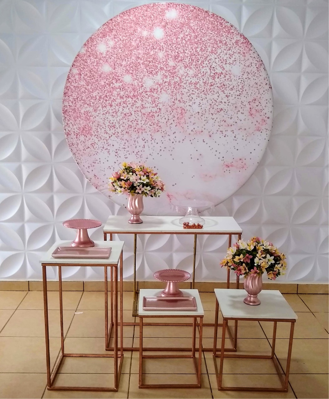 Kit Glitter Mesa Cubo Rosé - MM Pegue e Monte e locação 