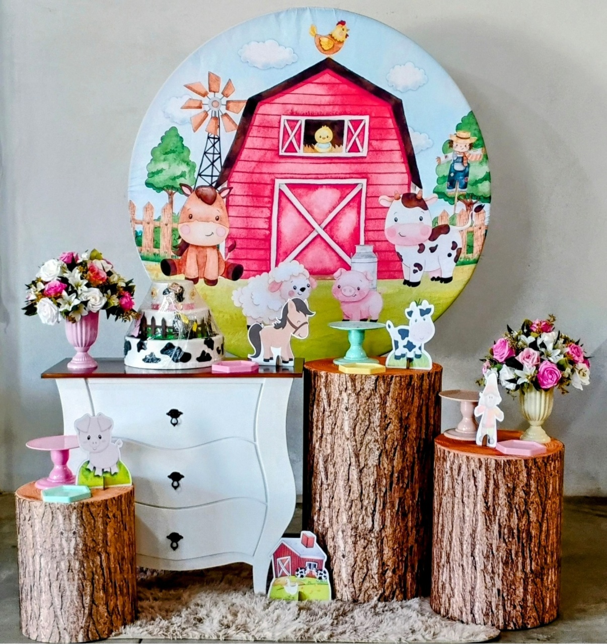 Kit Ouro Fazendinha Rosa - MM Pegue e Monte e locação 