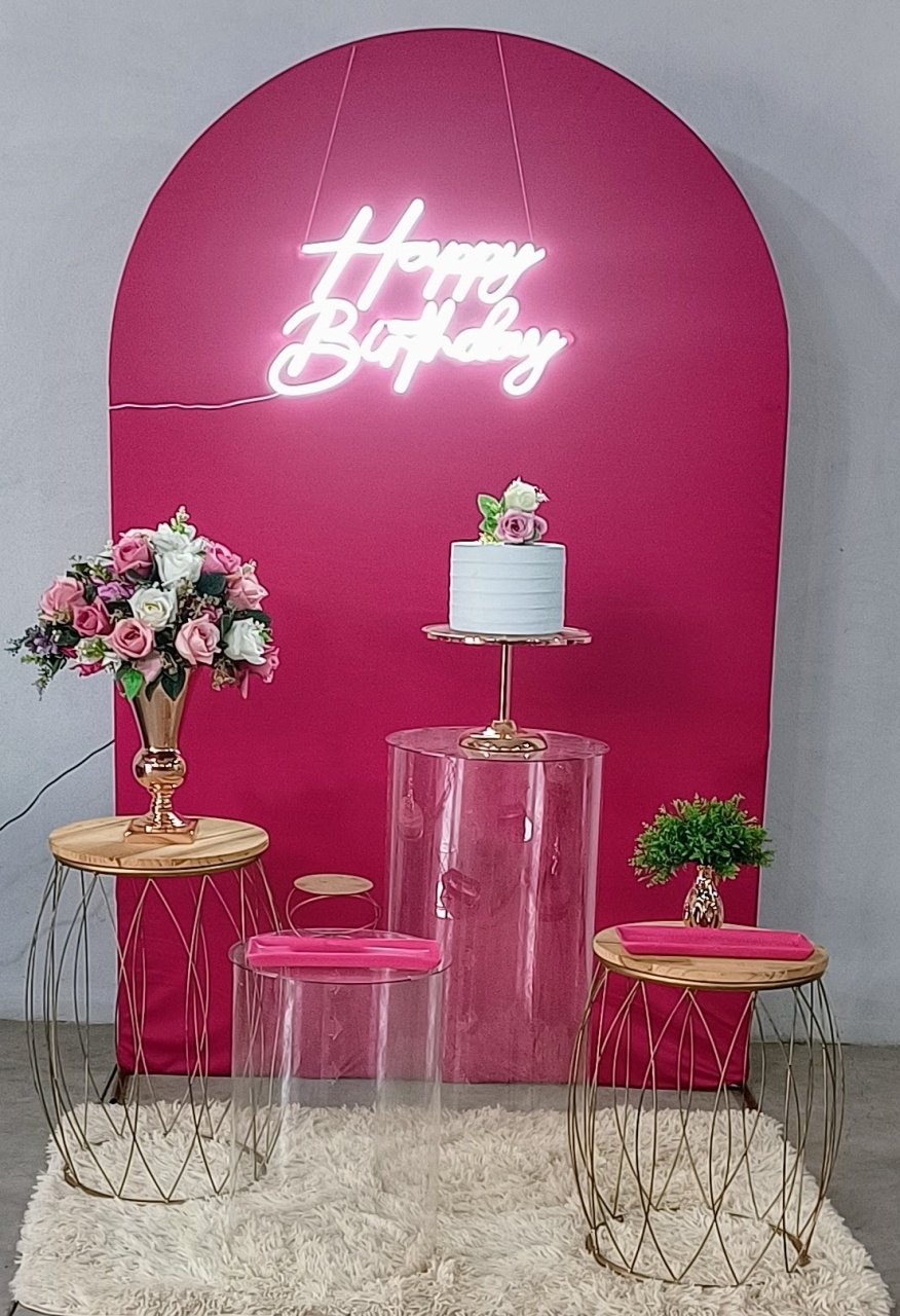 Kit Romano Pink Luxo Com Led E Acrílico - MM Pegue e Monte e locação 