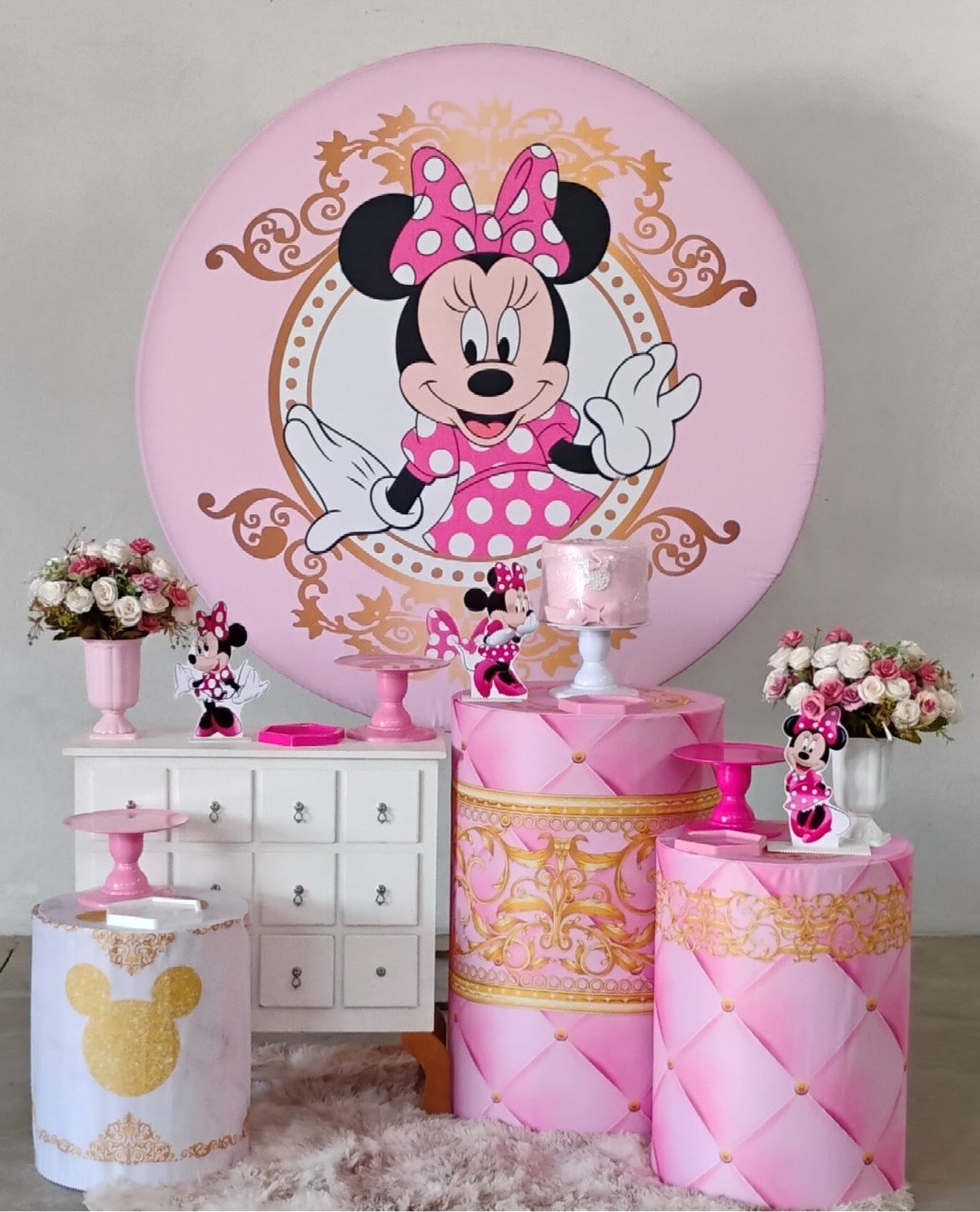 Kit Ouro Minie Rosa   - MM Pegue e Monte e locação 