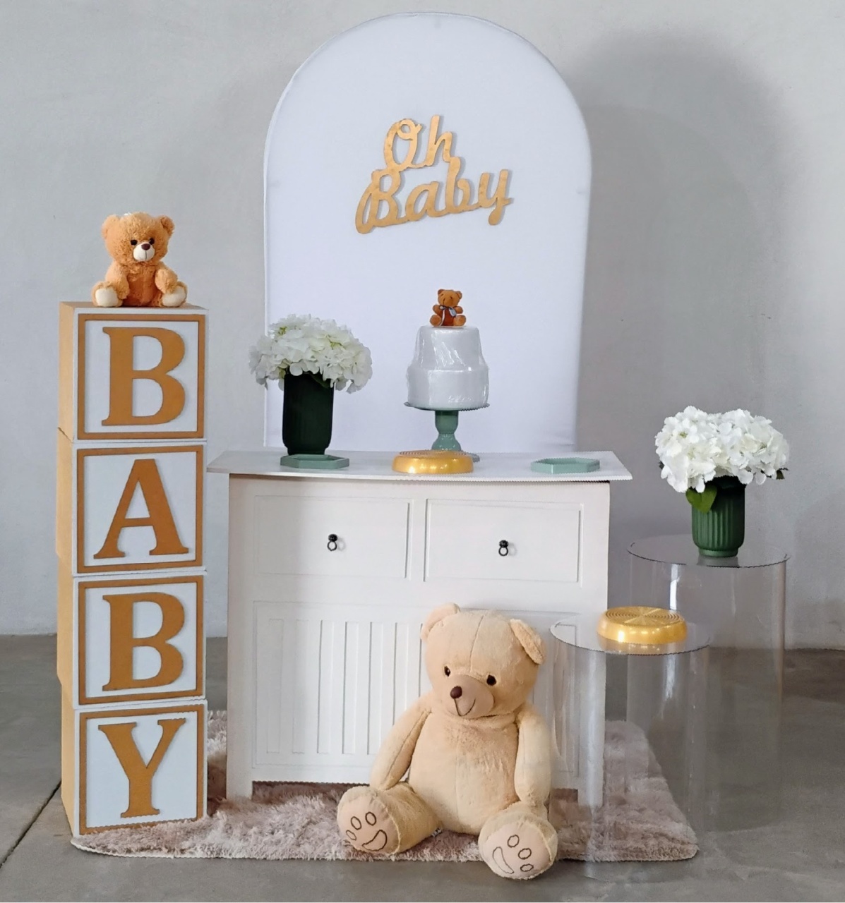 Kit Oh Baby Branco Com Verde Musgo - MM Pegue e Monte e locação 