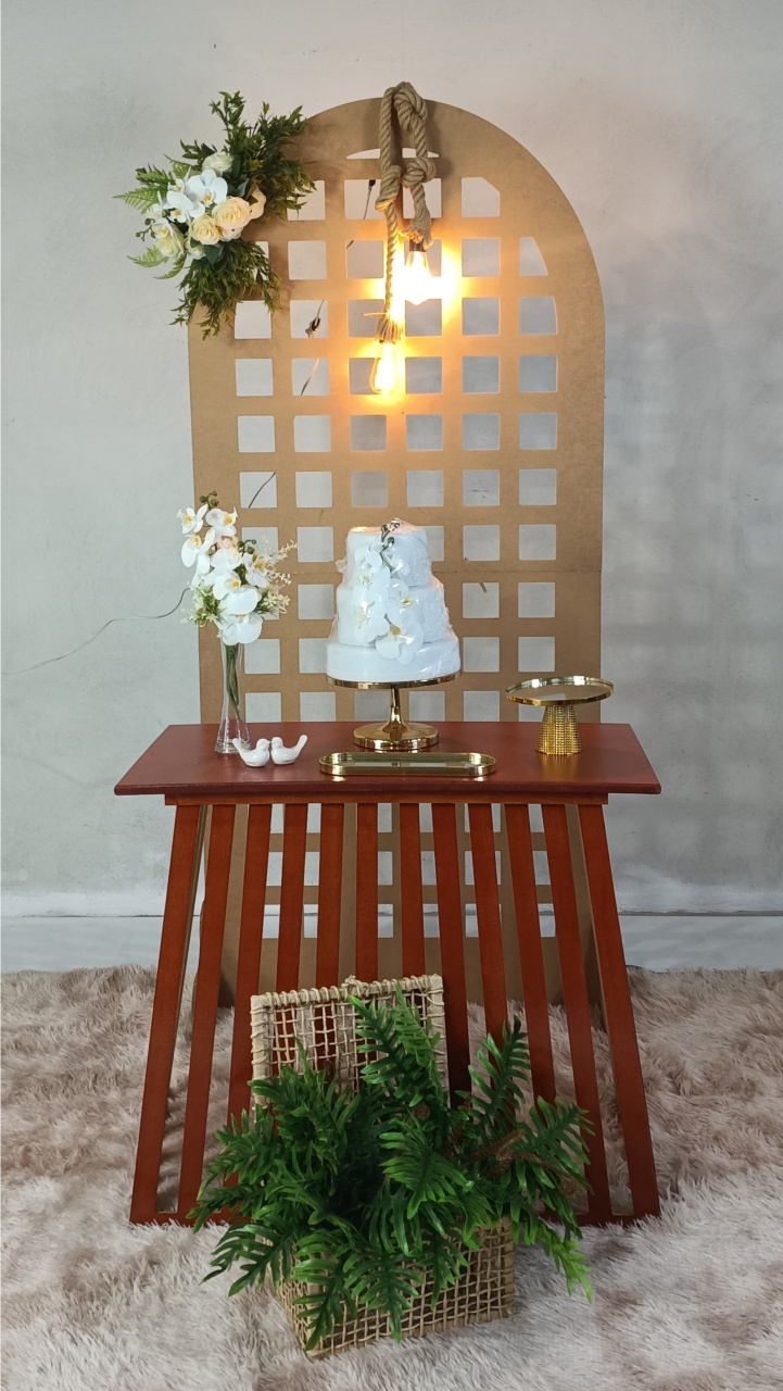 Composição Painel Mdf Mesa Ripada Rústica Casamento - MM Pegue e Monte e locação 