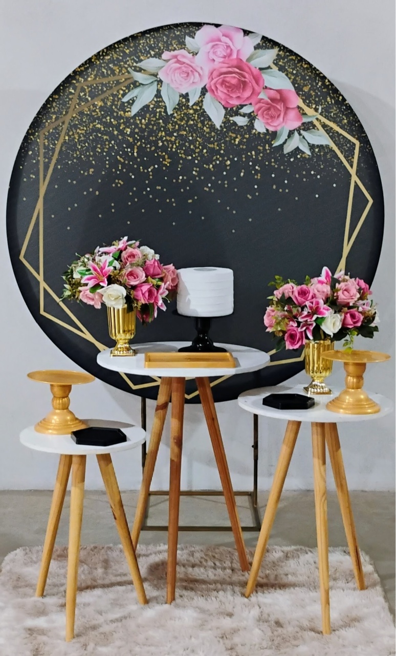 Kit Pé Torneado Floral Preto - MM Pegue e Monte e locação 