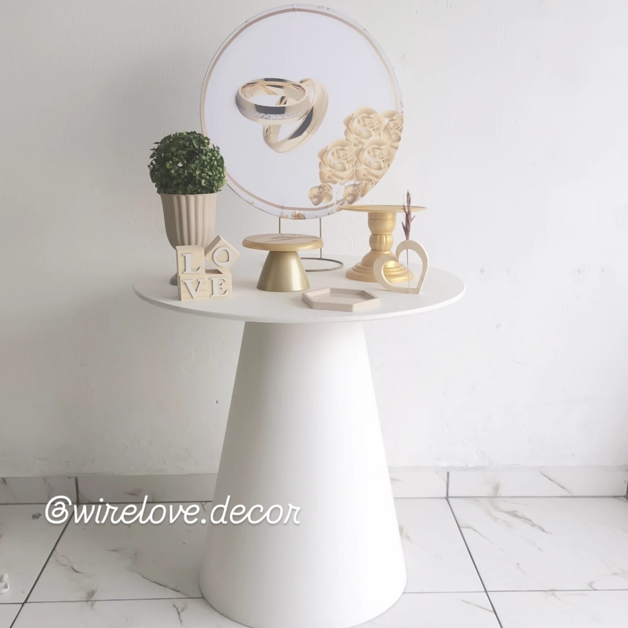 Mini Kit Aliança / Noivado Casamento Festa Na Mesa - Kit Completo Com Balões  - Wire Love Decor