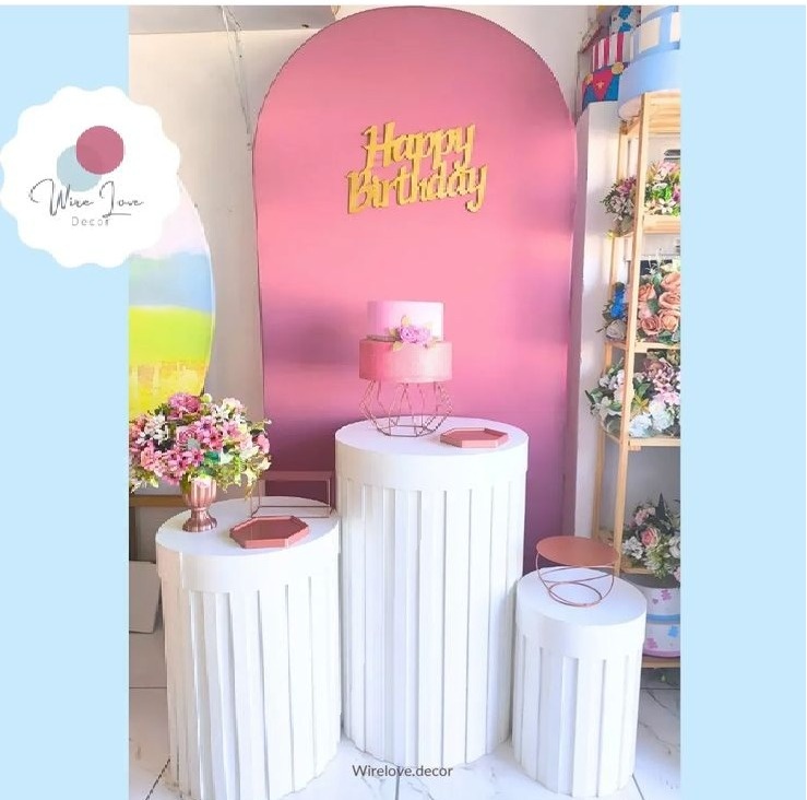 Kit Painel Romano Rose E Trio de Ciindro Ripado - Wire Love Decor
