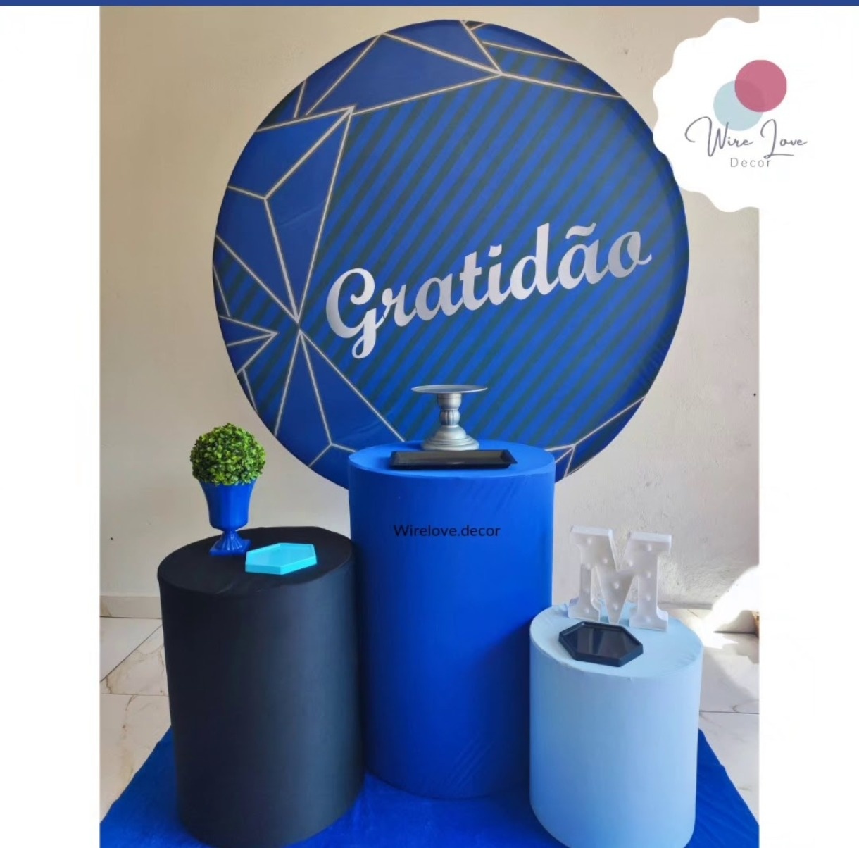 Kit Bronze Gratidão Azul  - Wire Love Decor