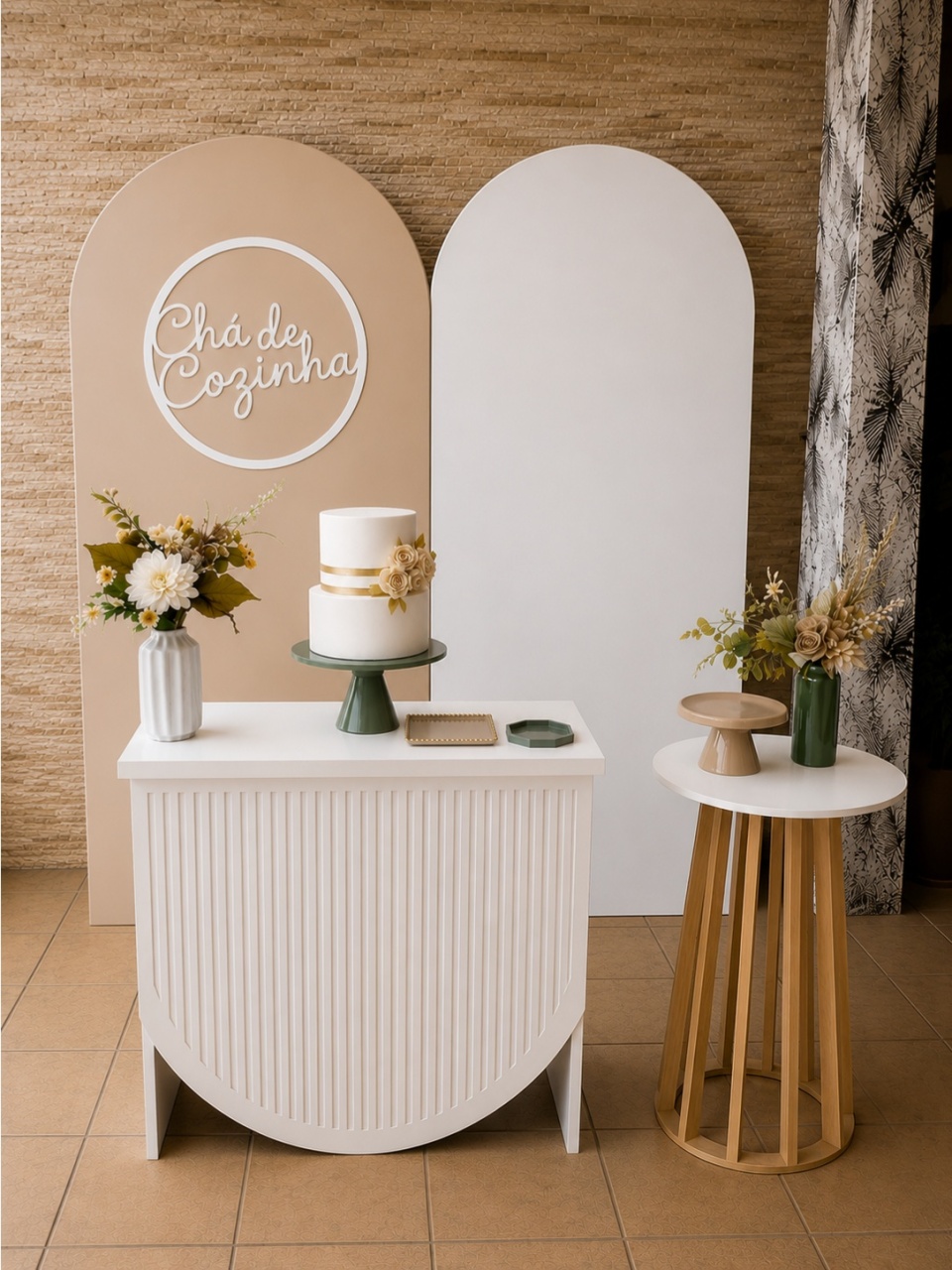Kit Cha de Cozinha Branco E Bege - Wire Love Decor