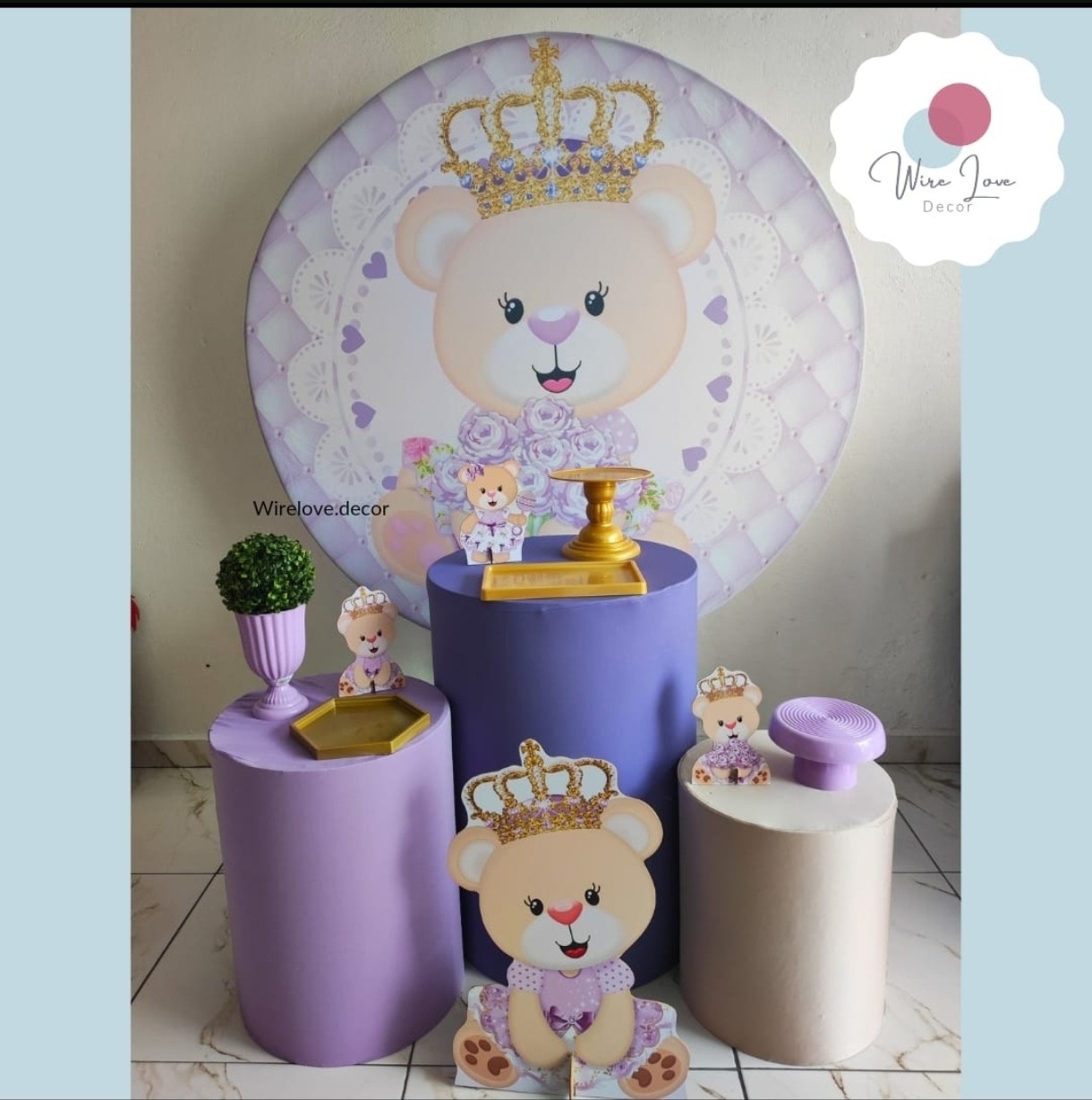 Kit Ursinha Realeza Lilás  - Wire Love Decor