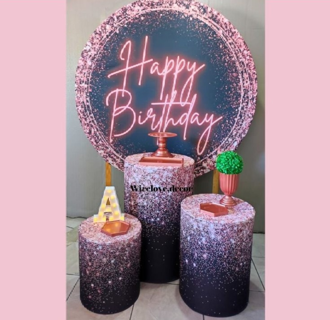 Kit Bronze Pink Party Happy - Wire Love Decor