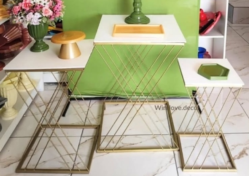 Trio Treliça Tampo Branco - Wire Love Decor