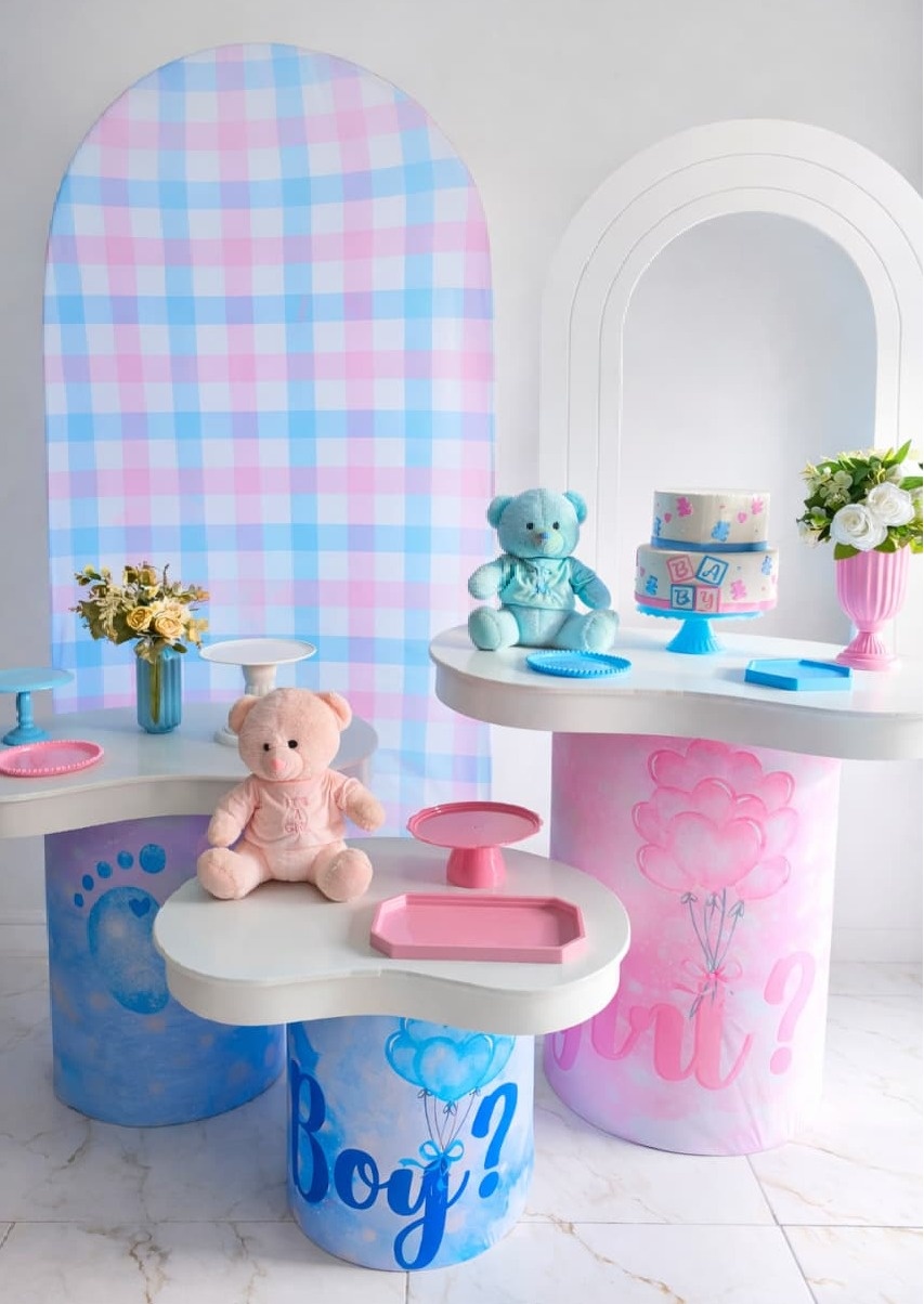 Kit Cha Revelação Rosa E Azul  - Wire Love Decor