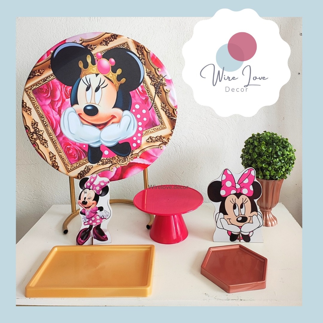Kit Só Um Bolinho Minnie Rosa - Kit de Mesa - Wire Love Decor