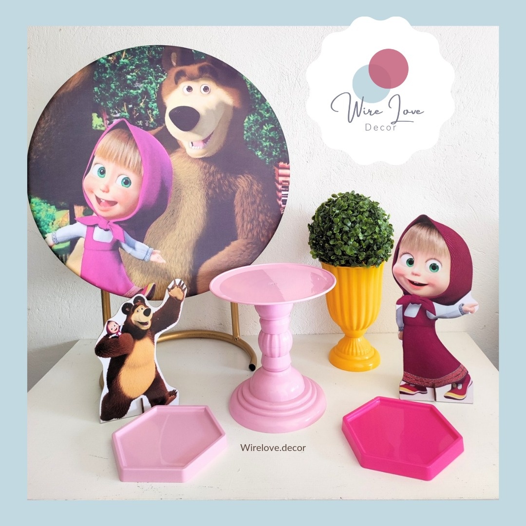 Kit Só Um Bolinho Masha E O Urso - Kit de Mesa - Wire Love Decor