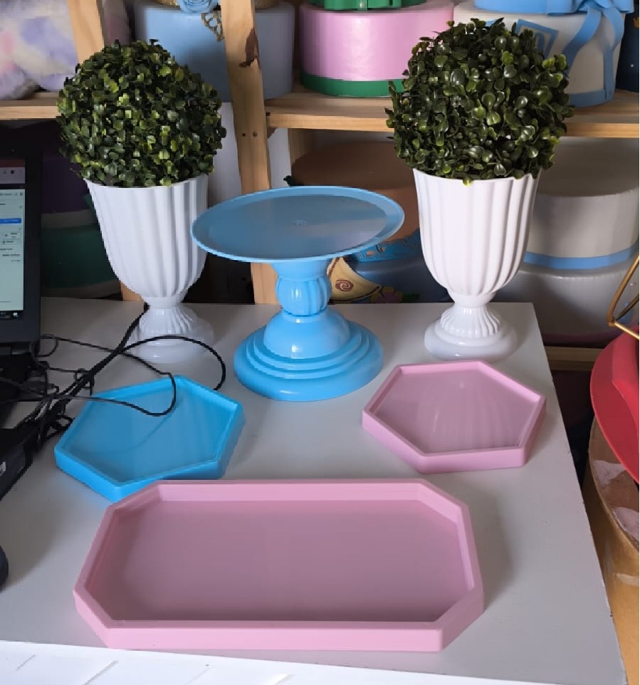 Kit Dubai - Cha Revelação Rosa, Azul E Branco - Wire Love Decor