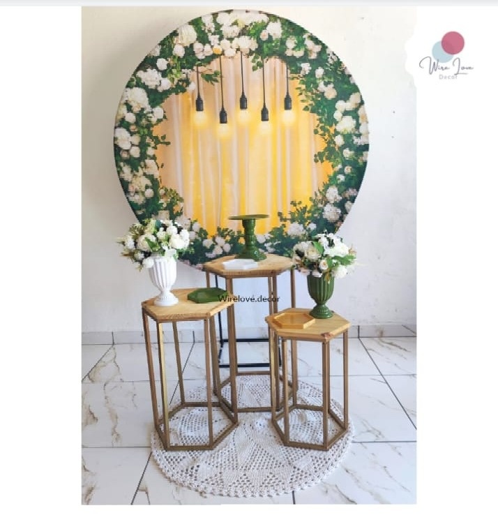 Kit Floral Lustre Trio Sextavado  - Wire Love Decor