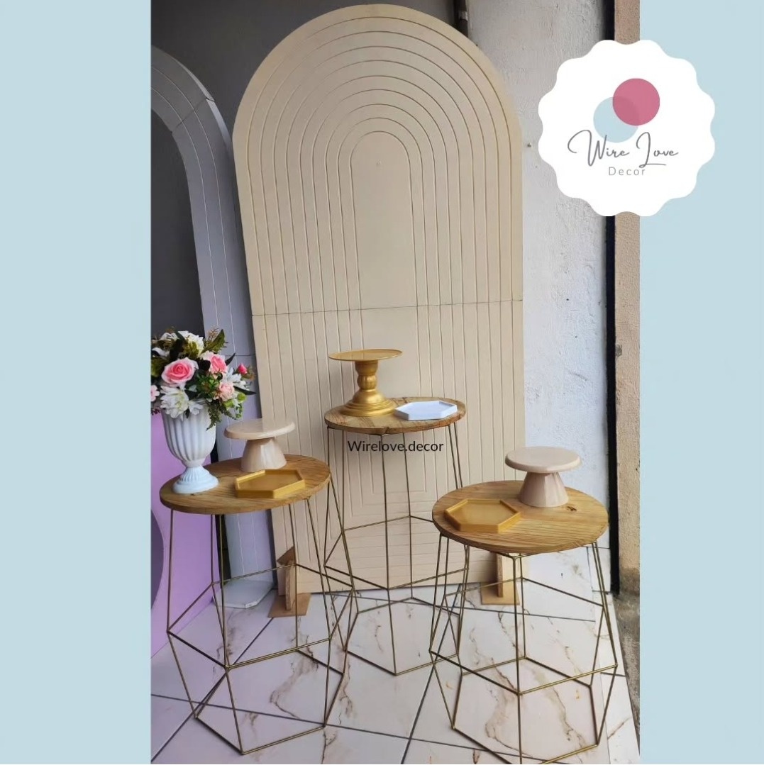 Kit Painel Bege Frisado Com Trio Diamante  - Wire Love Decor