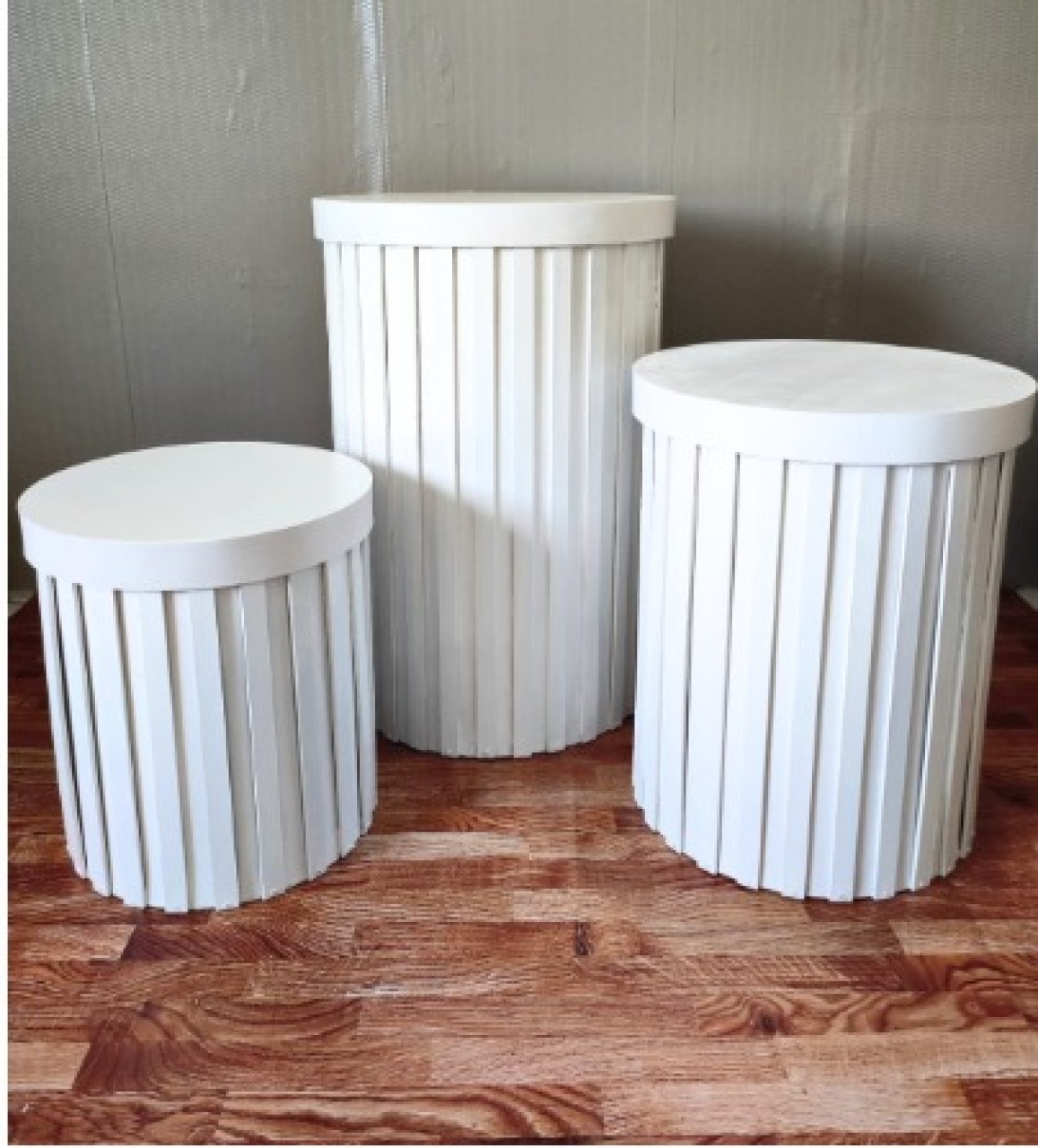 Trio Cilindro Branco Ripado - Wire Love Decor