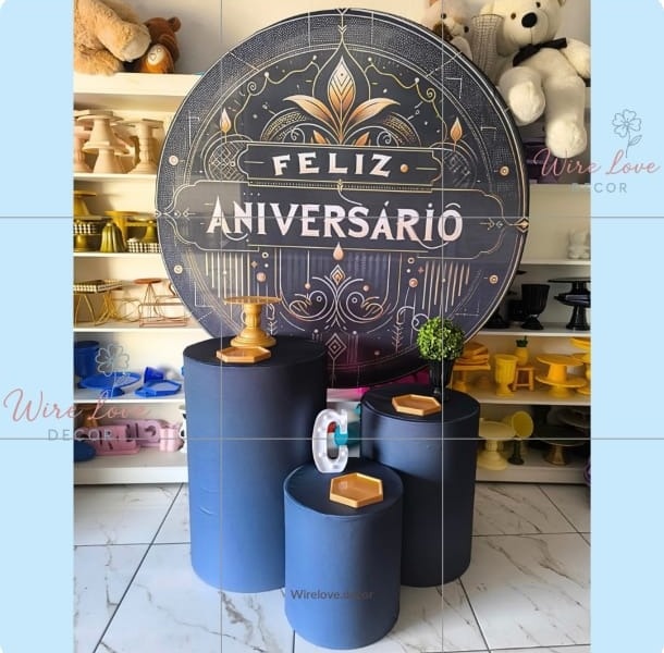 Kit Bronze Feliz Aniversario - Wire Love Decor