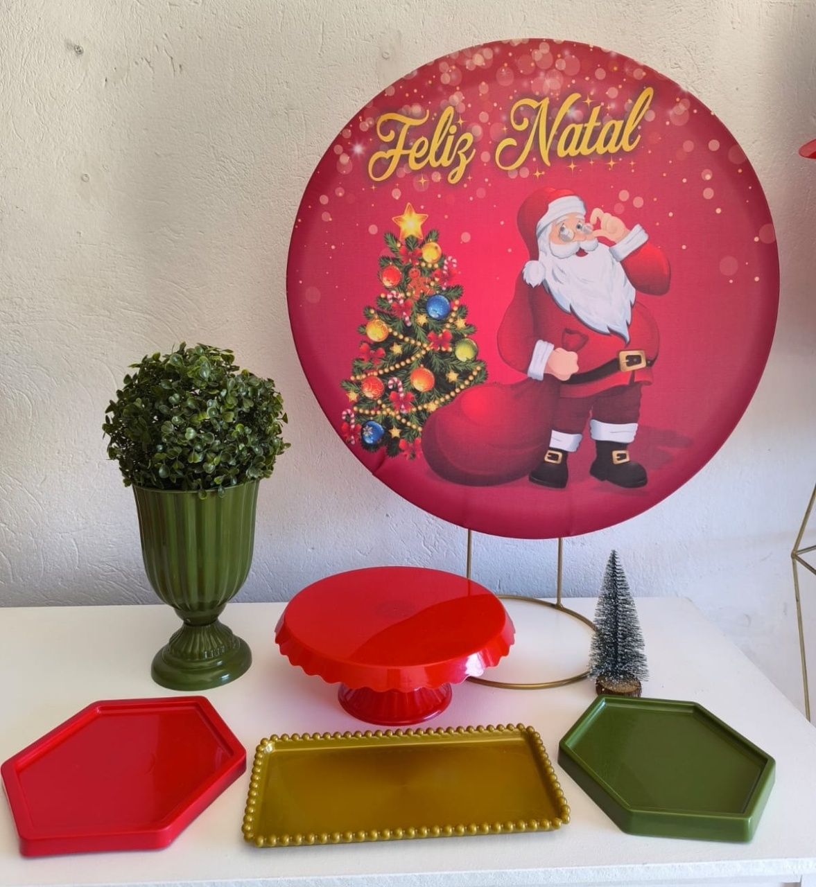 Mini Kit Natal Papai Noel -  Kit de Mesa   - Wire Love Decor