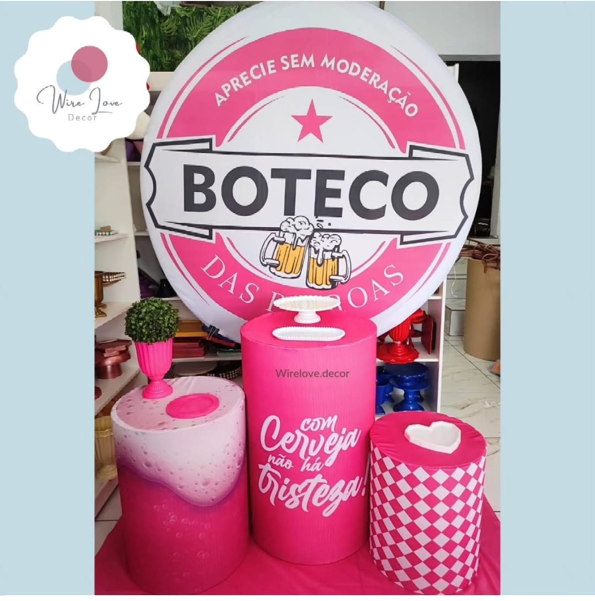 Kit Bronze Boteco Rosa - Wire Love Decor