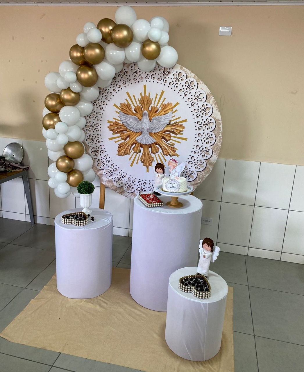 Kit Batizado Espirito Santo Bronze - Wire Love Decor