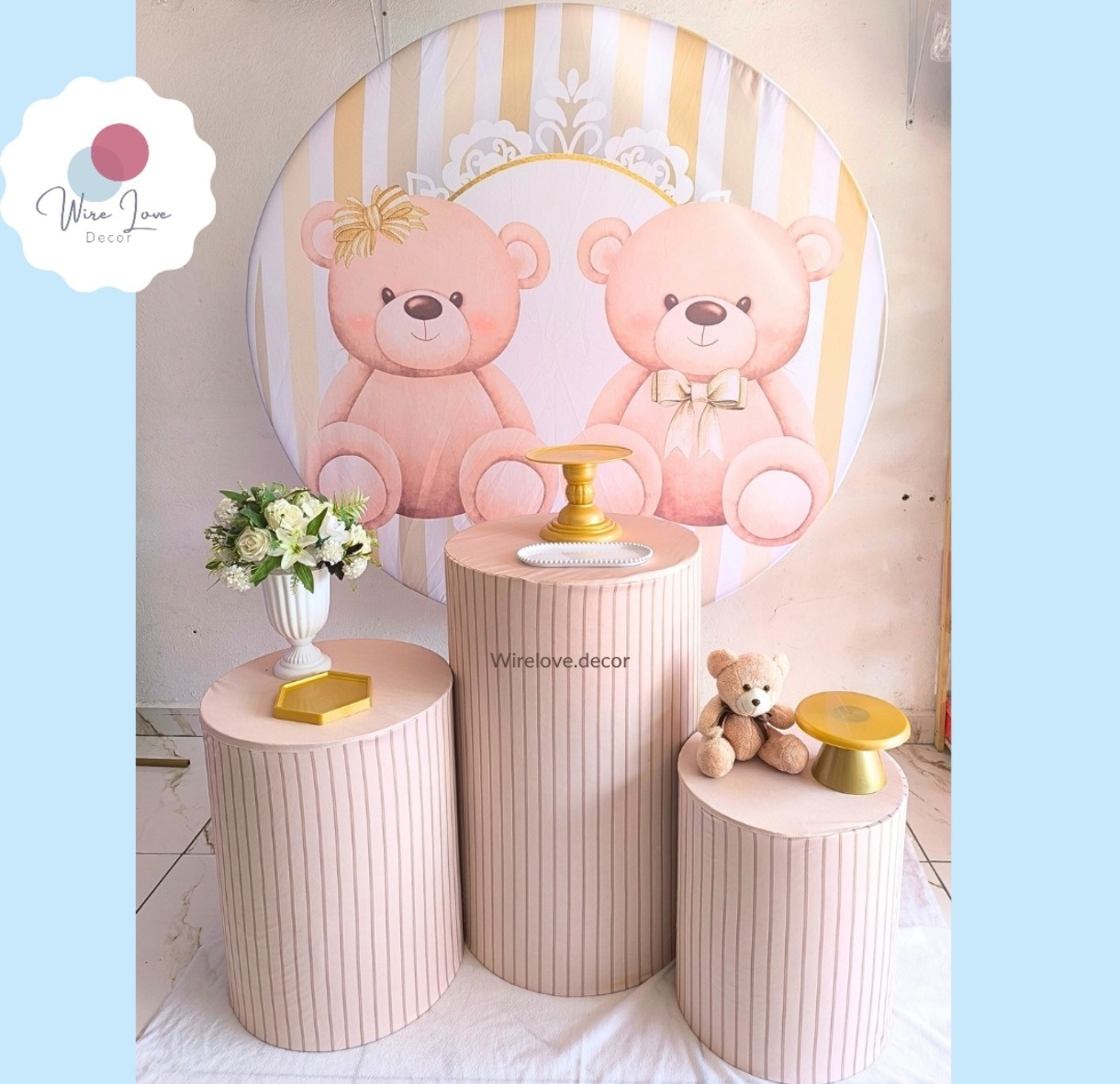 Kit Bronze Chá Revelação Ursos  - Wire Love Decor
