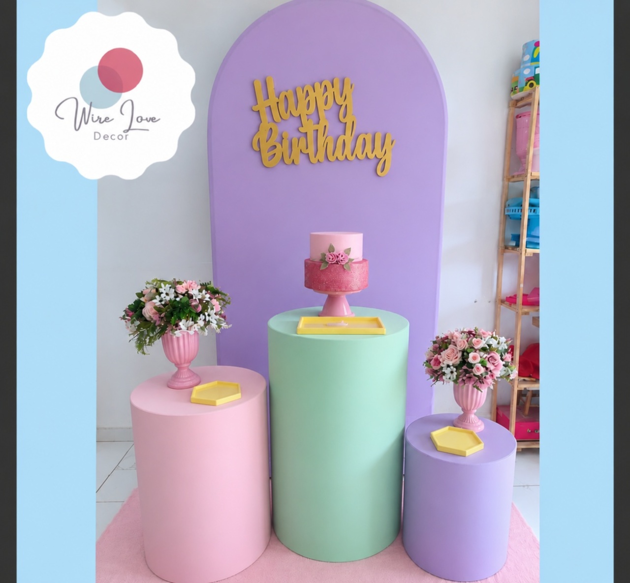 Kit Painel Romano E Cilindros Candy - Wire Love Decor