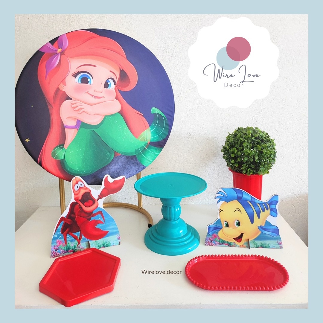 Kit Só Um Bolinho Ariel Pequena Sereira - Wire Love Decor
