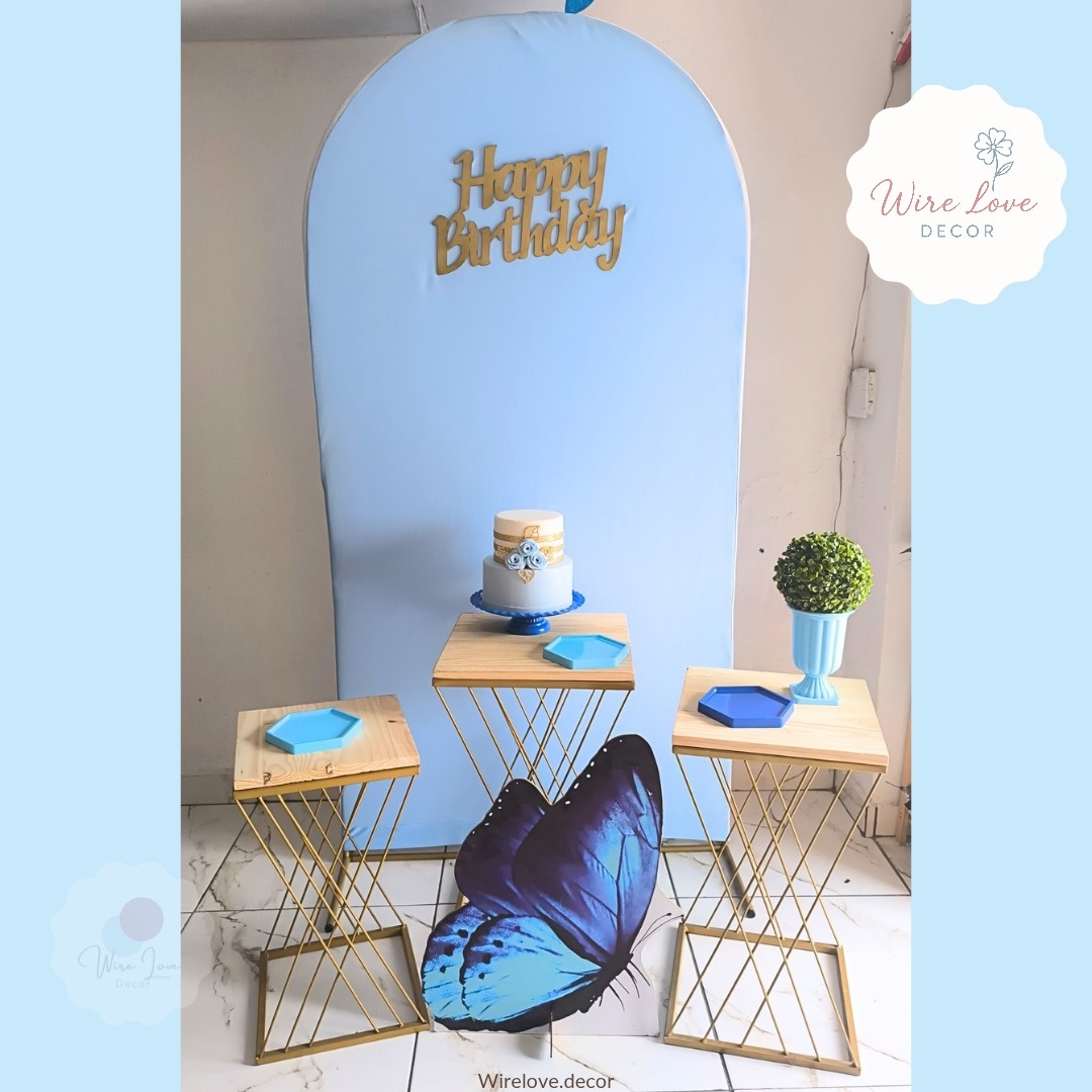 Kit Painel Romano Borboleta Azul  - Wire Love Decor