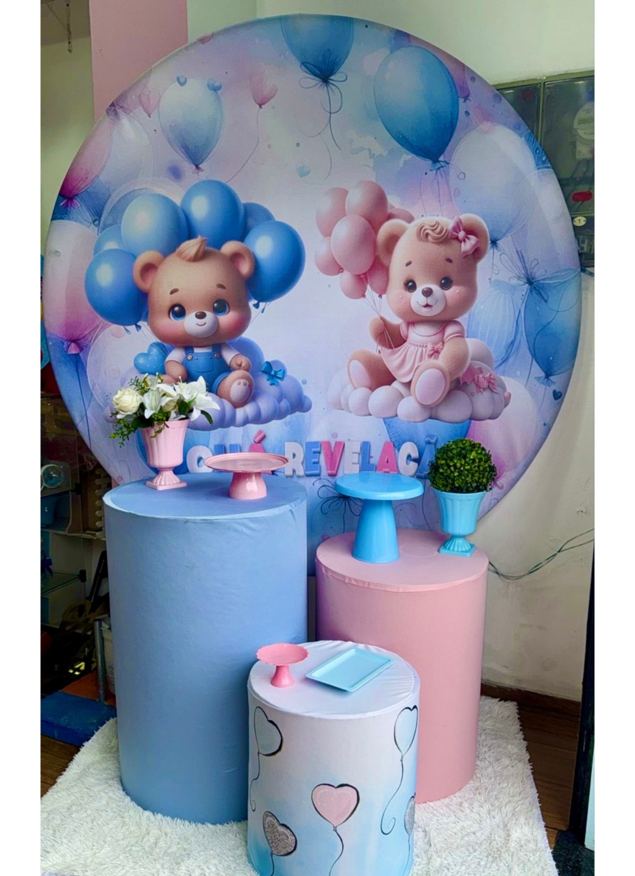 Chá Revelação  Ursinho Azul E Rosa - Sonhadafesta