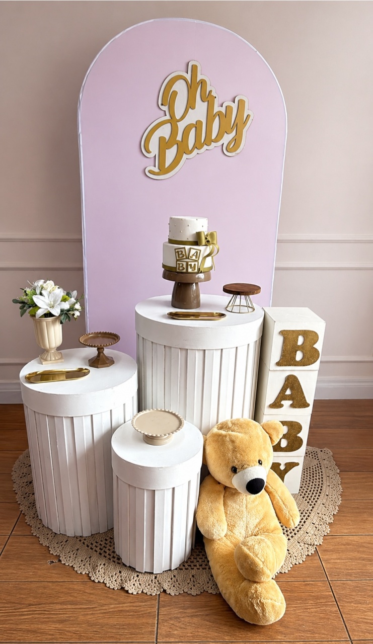 Cha de Bebe - Branco E Bege - Sonhadafesta