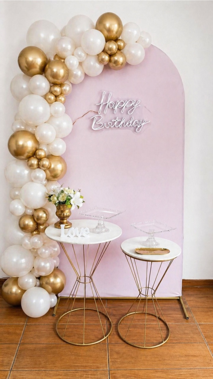 Pegue E Monte Com Balão Branco E Dourado - Sonhadafesta