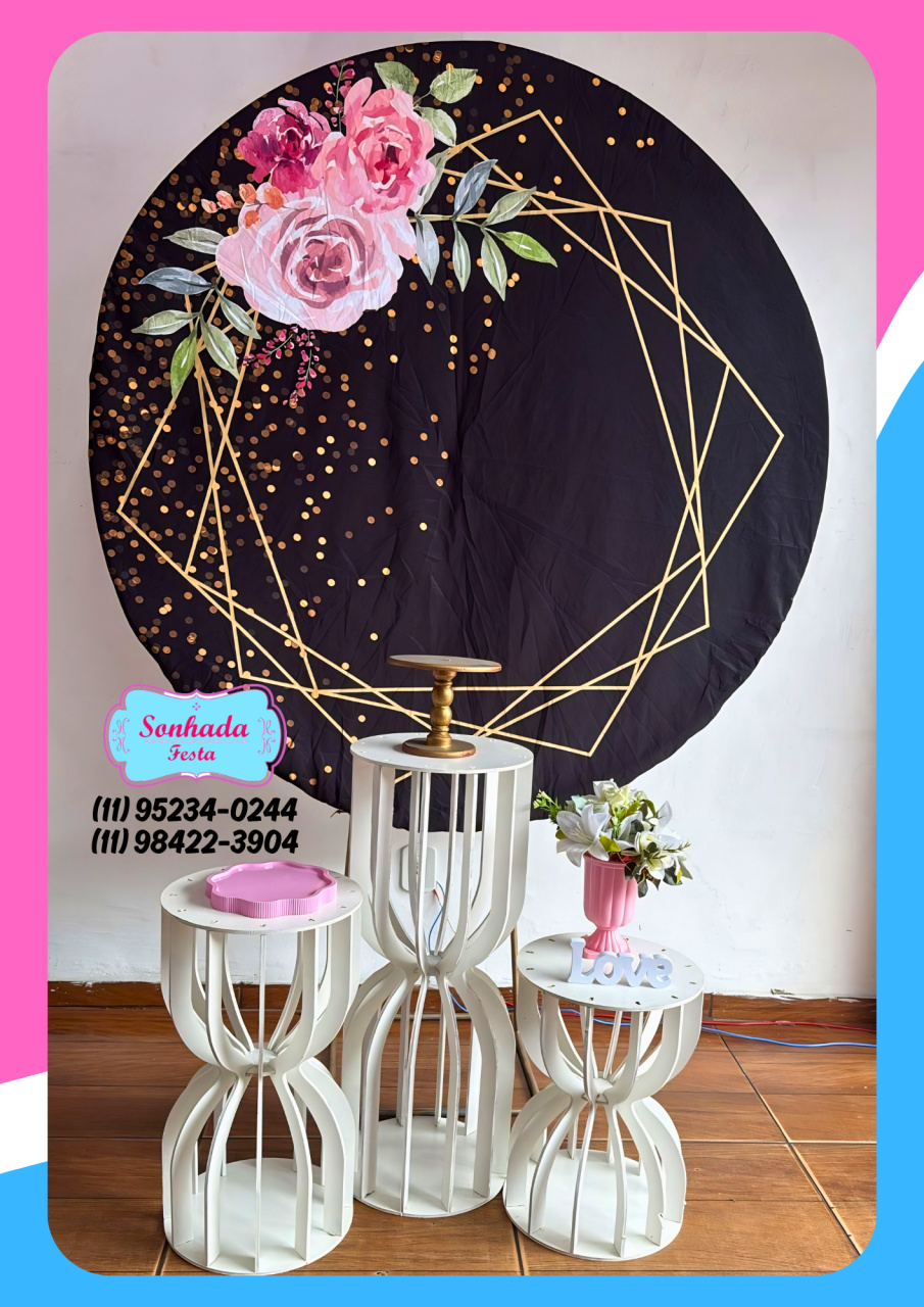 Floral Preto Com Rosa - Sonhadafesta