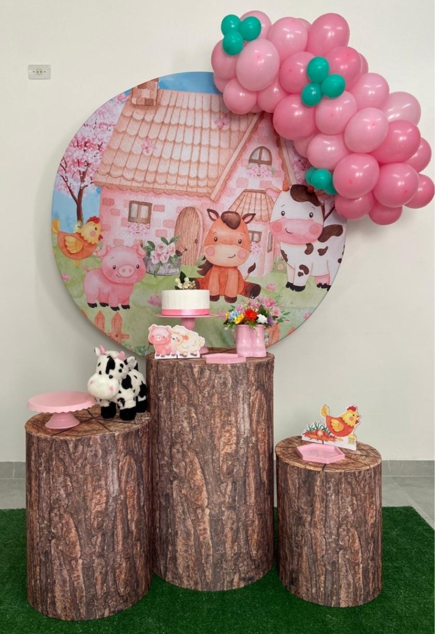 Kit Completo Com Balões Fazendinha Rosa  - A FESTA E DECORAÇÃO
