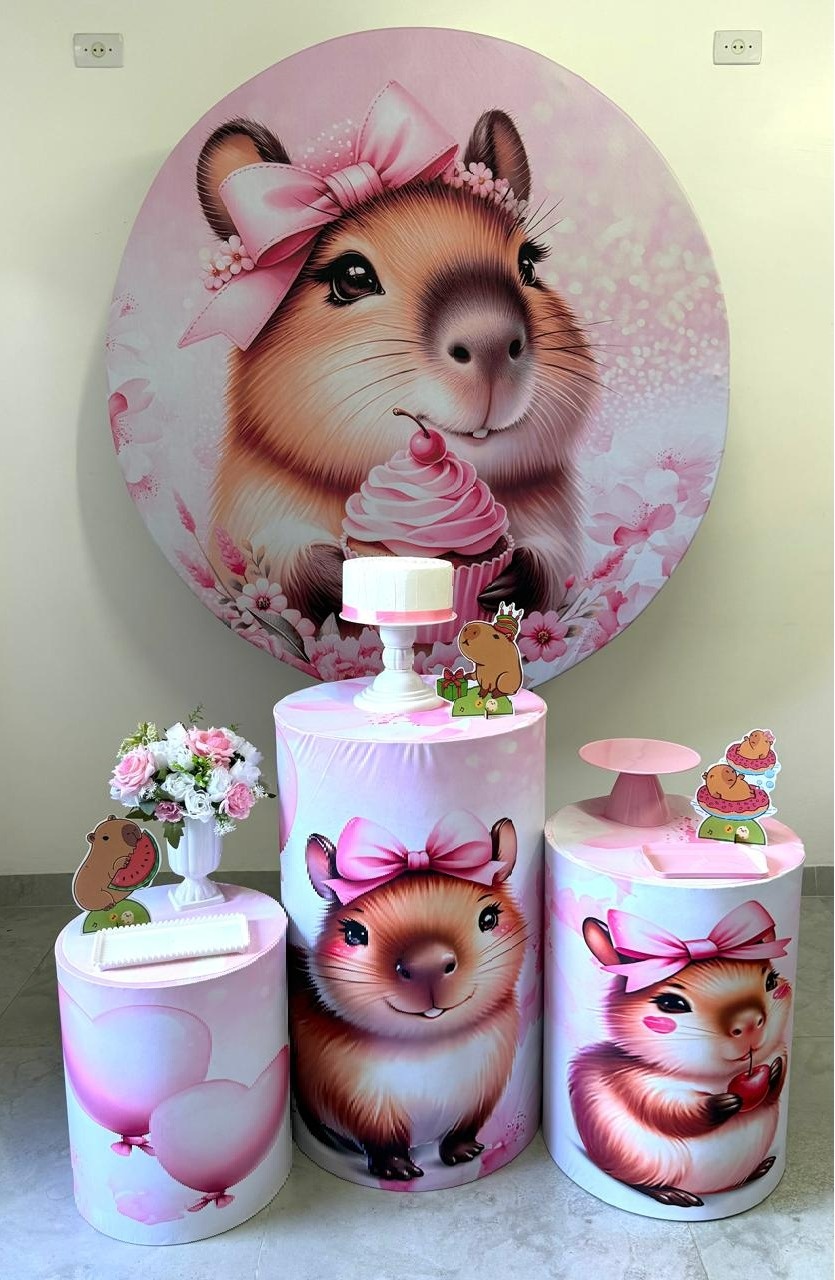 Kit Básico Capivara Rosa  - A FESTA E DECORAÇÃO
