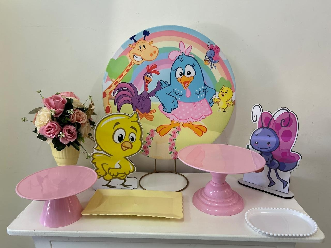 Galinha Pintadinha Rosa Festa Na Mesa P - A FESTA E DECORAÇÃO
