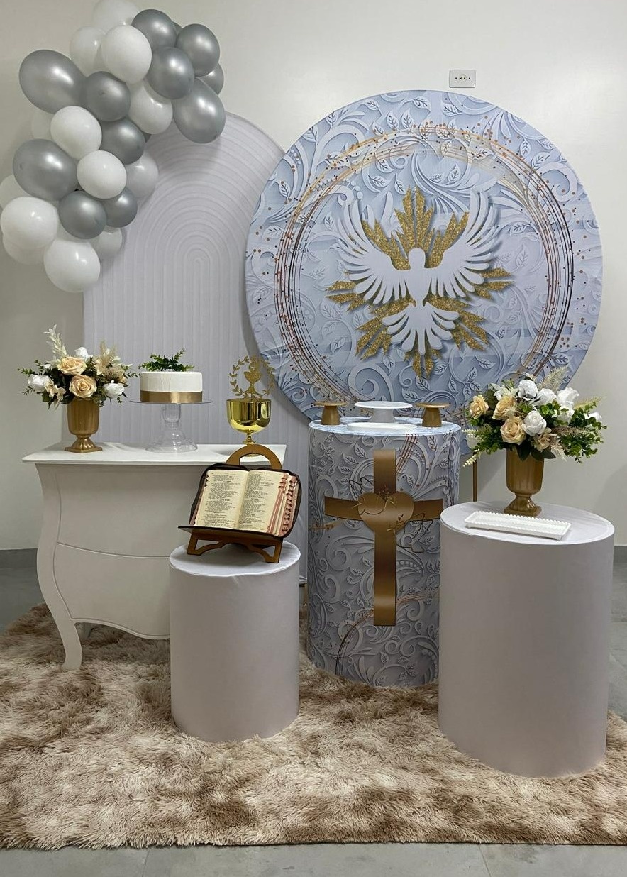 Espírito Santo Dourado E Cinza  Super Luxo   - A FESTA E DECORAÇÃO