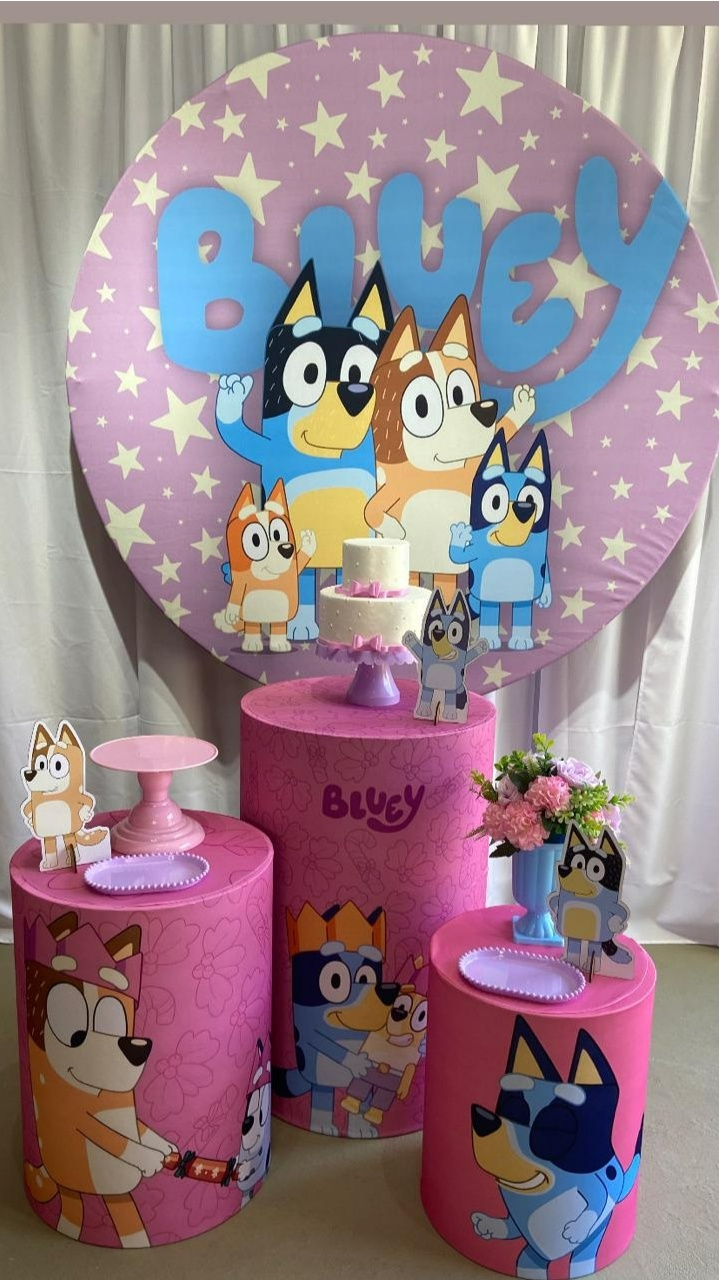 Bluey Lilas E Rosa Kit Básico - A FESTA E DECORAÇÃO