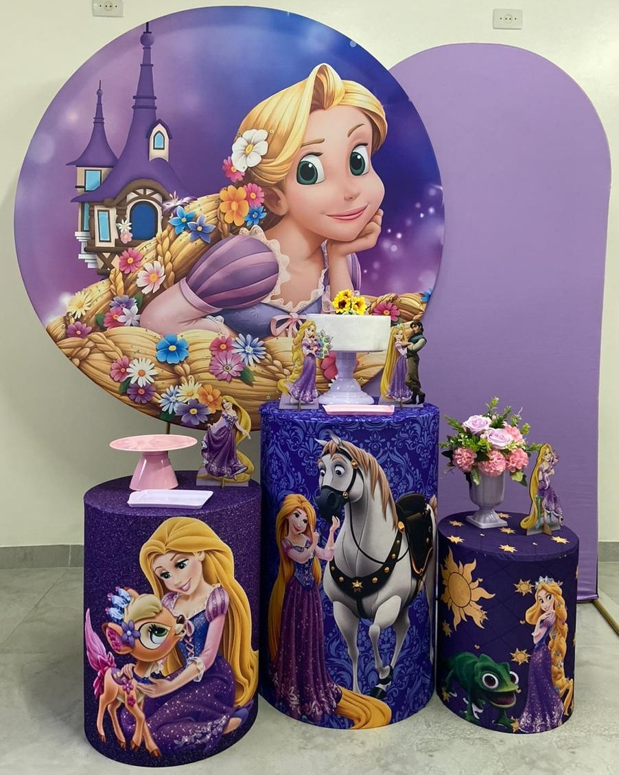 Kit Completo Com Romano Rapunzel Enrolados  - A FESTA E DECORAÇÃO