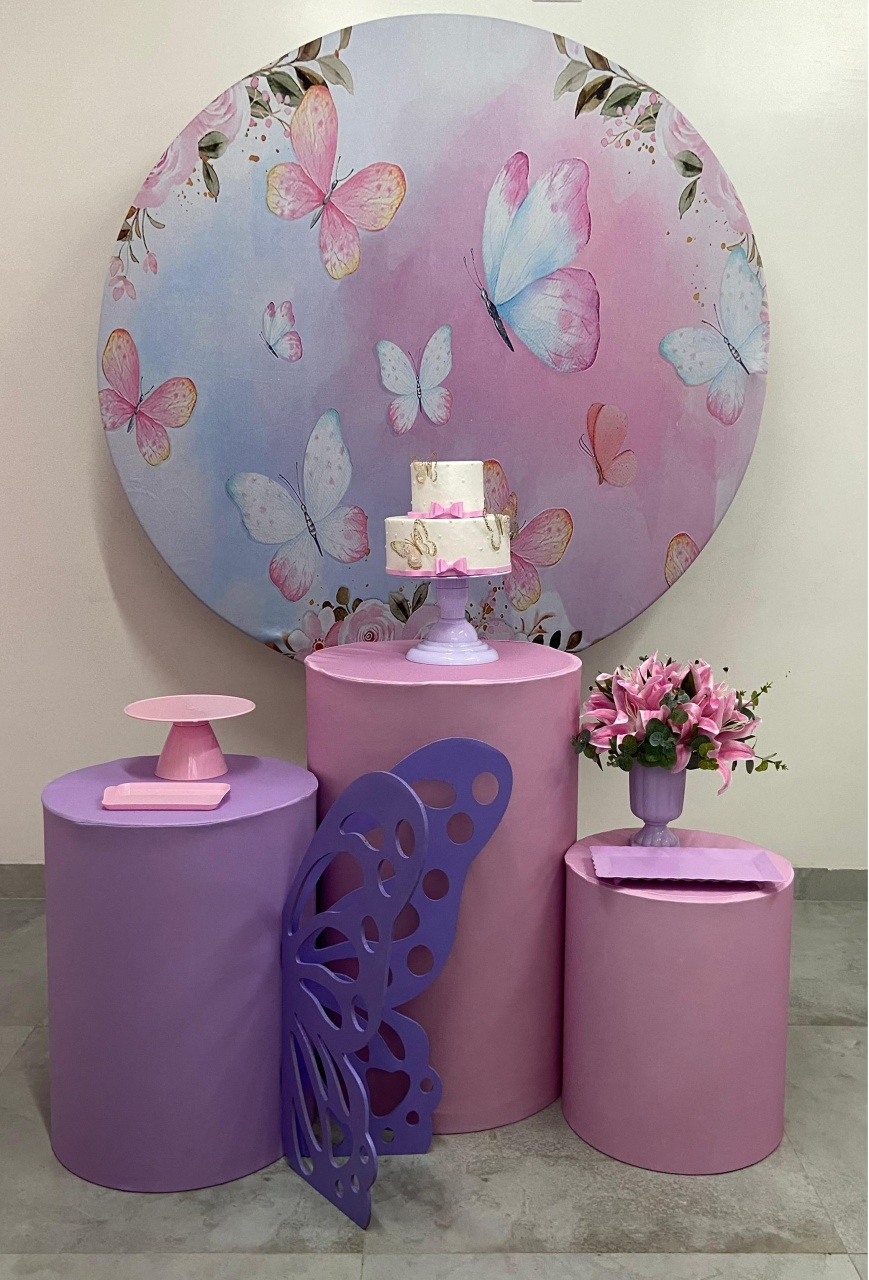 Kit Completo Com Balões Borboleta Rosa  - A FESTA E DECORAÇÃO