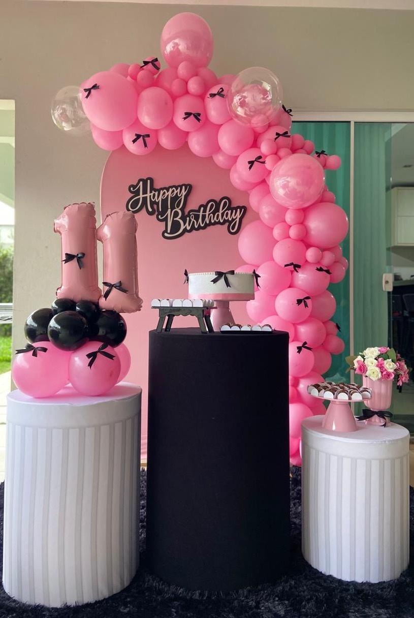 Kit Super Luxo Rosa E Preto  - A FESTA E DECORAÇÃO